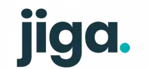 Jig logo on a black background.