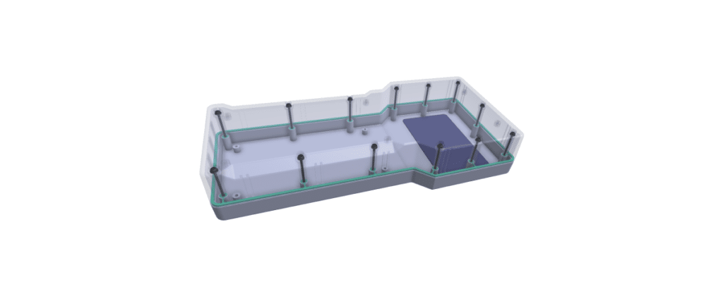 3d rendering of an empty electronic enclosure with waterproof enclosures
