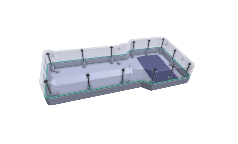 3d rendering of an empty electronic enclosure with waterproof enclosures