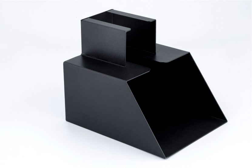 Powder-coated sheet metal part with welded joints for durable custom enclosure