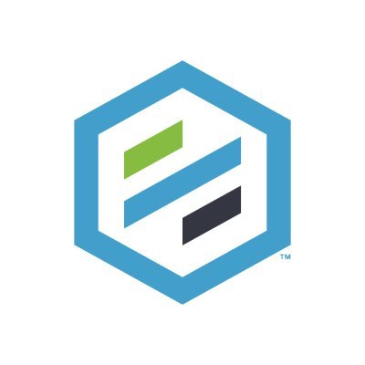 Hexagonal logo with abstract blue, green, and black design elements inspired by xometry competitors.