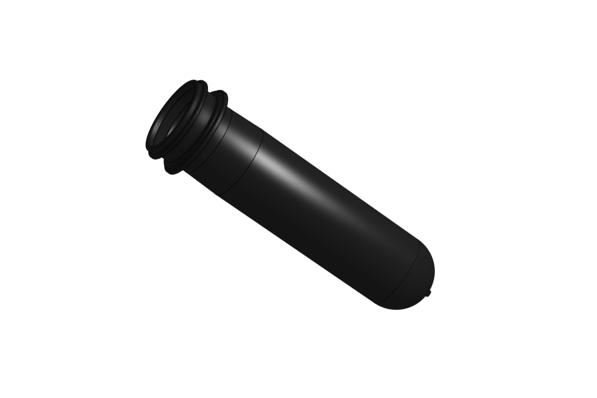 Black high-density polyethylene cylindrical container with a screw top lid, viewed from a slight angle against a plain white background.