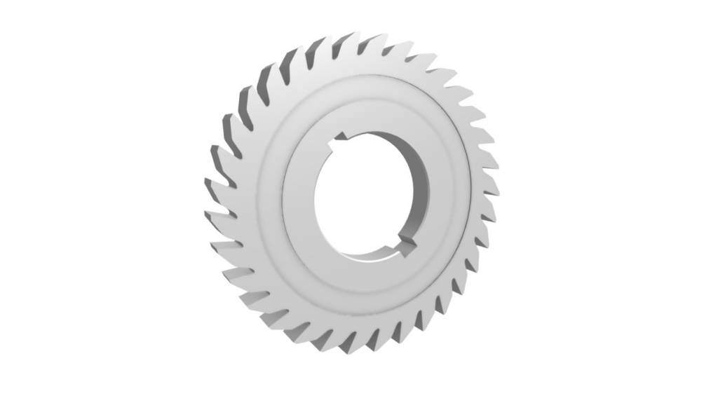 A 3D rendering of a circular saw blade crafted for precision aluminum machining, with sharp, evenly spaced teeth arranged around the edge.