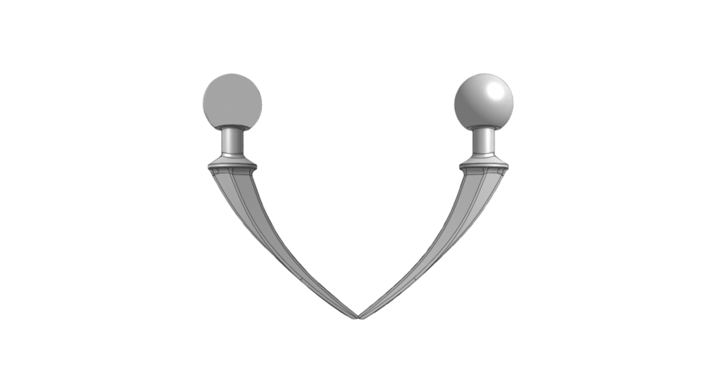 3D visual of a hip stem shown side by side: one made of alloy steel and the other of stainless steel, highlighting their distinct applications and properties.