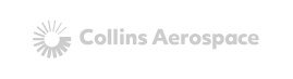 Collins Aerospace logo with a circular, sunburst-like icon to the left of the company name in light gray text.