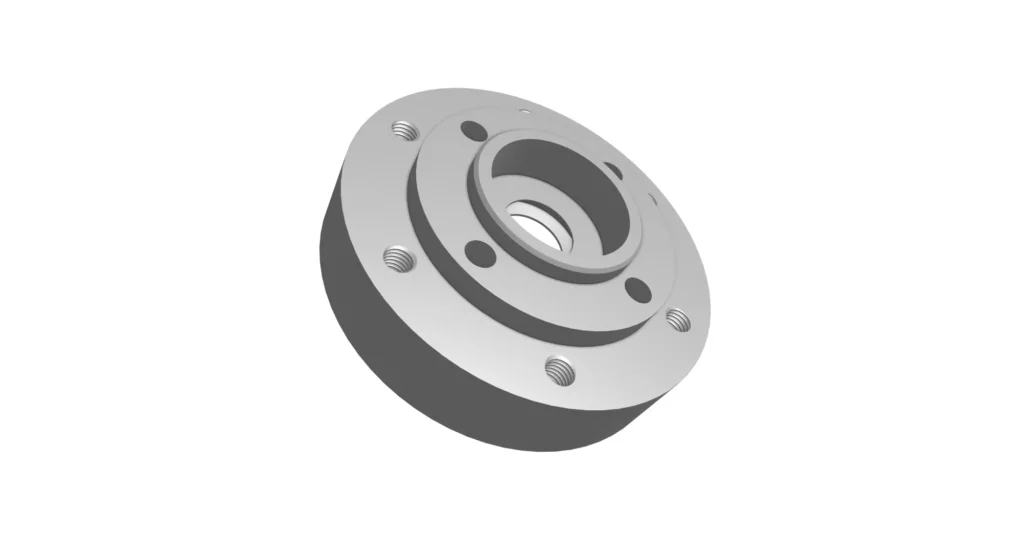 CNC-machined weld neck flange with threaded bolt holes and raised face seal surface for oil and gas pipe connections.