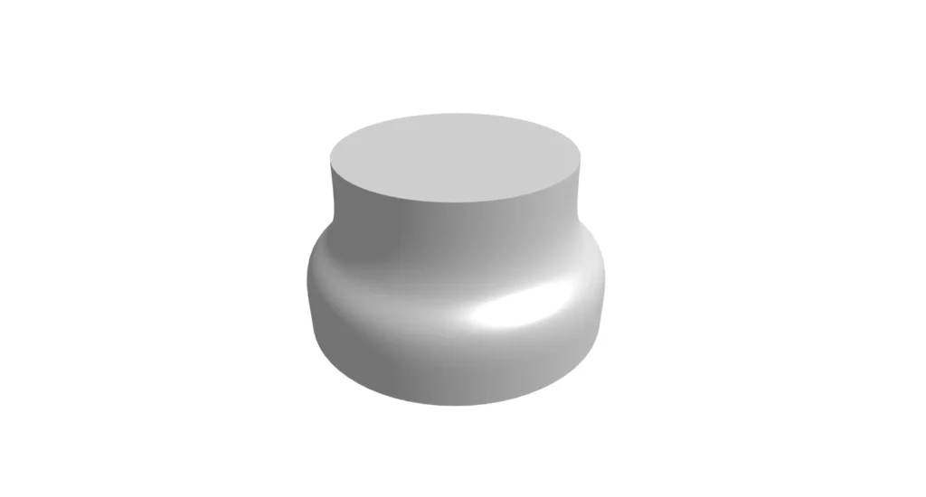 Rough-cut titanium billet with outer blade profile established by initial coarse milling passes on a CNC machine.