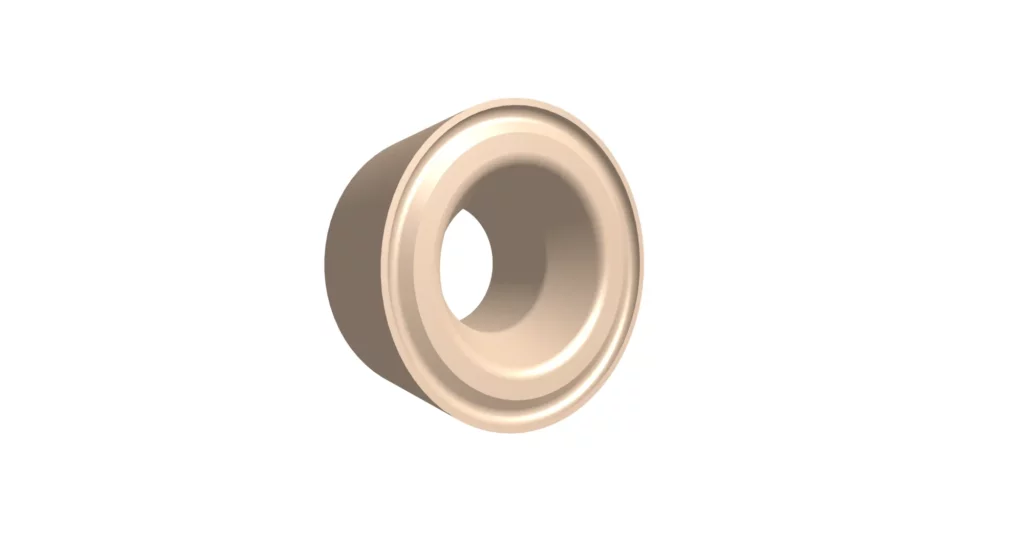 Round milling insert used in finishing passes with reduced stepover to blend cuts into a near-flat surface.