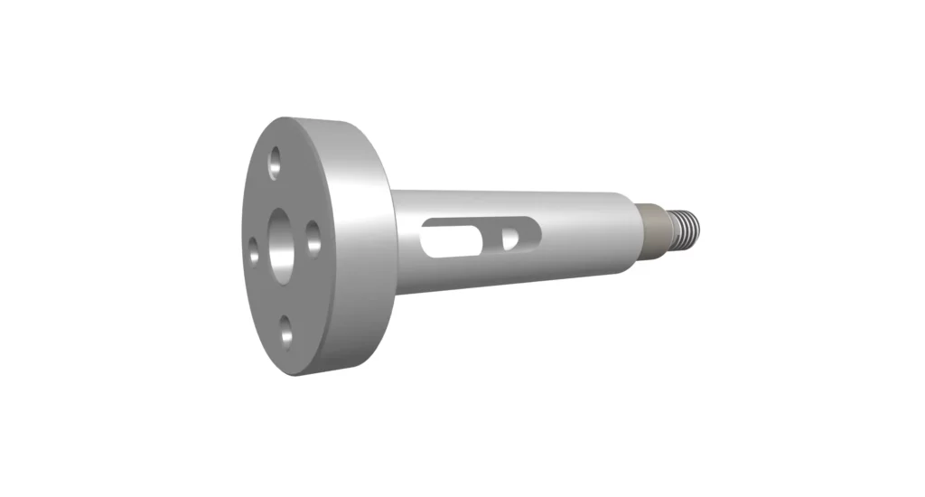 Shoulder bolt drawing packed with form, position, and tolerance callouts across its features.